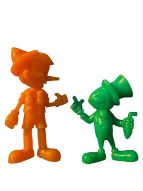 Vintage DISNEY MARX FIGURES 1971 Set of 2 - Pinocchio & Jiminy Cricket